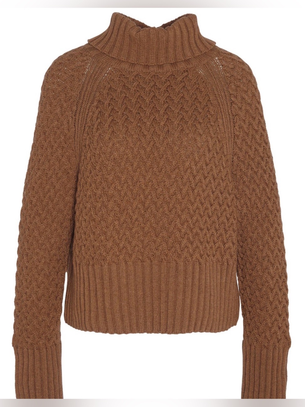 Barbour Sweater Womens 4 Malton Old Gold Wool Cashmere Cable Knit Turtleneck NWT